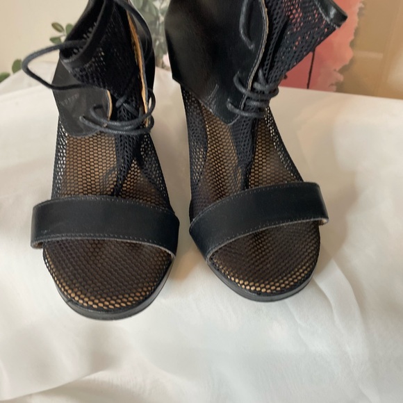 Authentic Maison Martin Margiela MM6 Black Mesh Net and Leather Wedge. - Picture 8 of 14